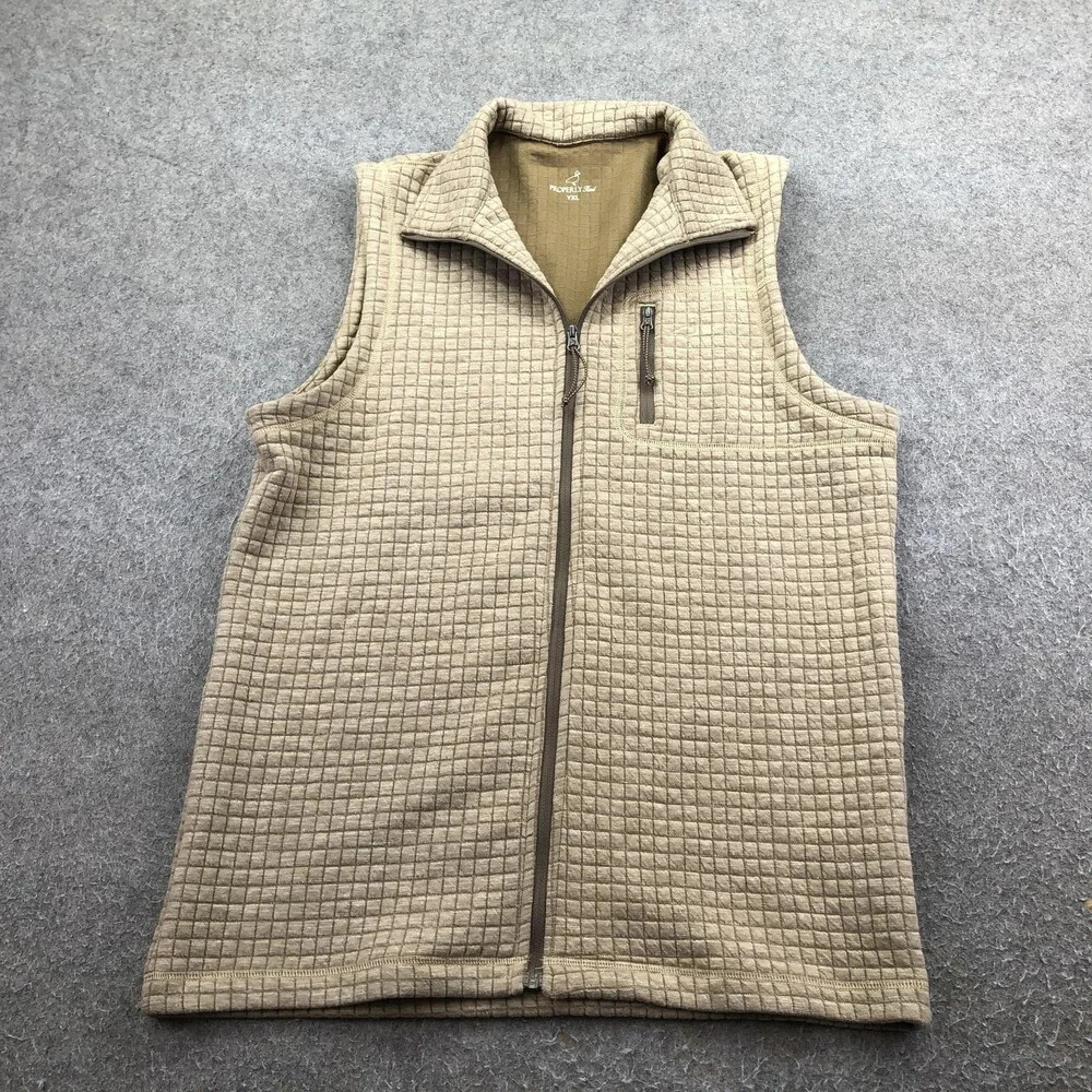 Properly Tied Vest Youth XL 18-20 Beige Quilted Fleece Full Zip Outdoor